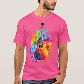 Camiseta Jogador de Violão Acústico Colorido, Guitarrista, 
