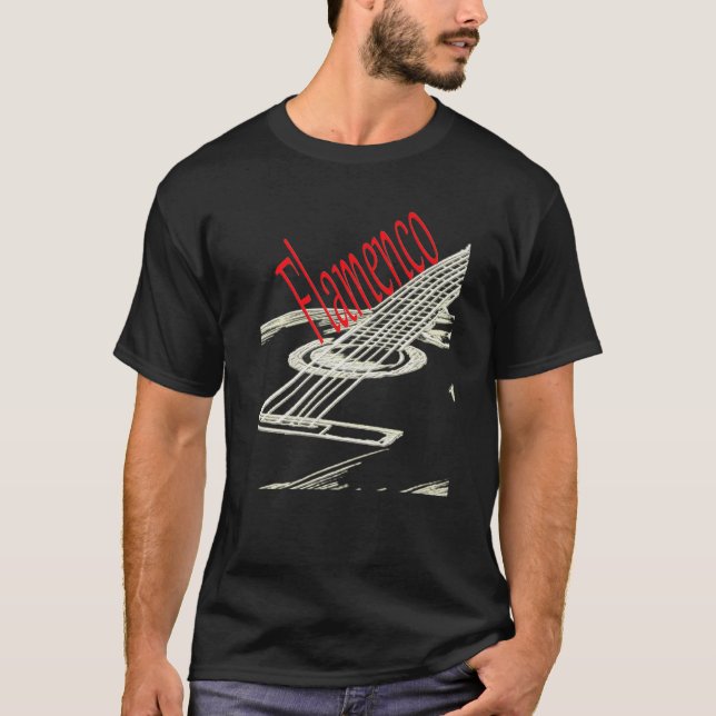 Camiseta Jogador de Violão Acústico do Flamenco (Frente)