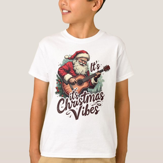 Camiseta Jogador de Violão de Papais noeis de Natal - Rocki (Frente)