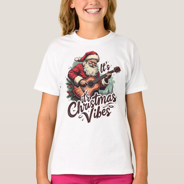 Camiseta Jogador de Violão de Papais noeis de Natal - Rocki (Frente)