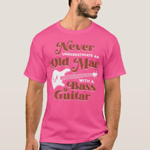 Camiseta Jogador de Violão de Velho Homem-Bass Músico de As