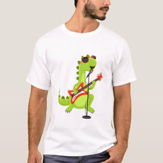 Camiseta Jogador de Violão Dinossauro Xmas Dia engraçado