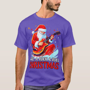 Camiseta Jogador de Violão do Papai Noel tem um Rock Roll C