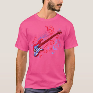 Camiseta Jogador De Violão Masculino Músico 4 De Julho Usa 