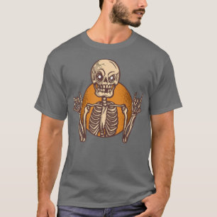 Camiseta Jogador De Violão Rock & Roll Skeleton Para Lover