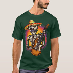 Camiseta Jogador de Violão Rockstar, Colorido Sombrero Skel