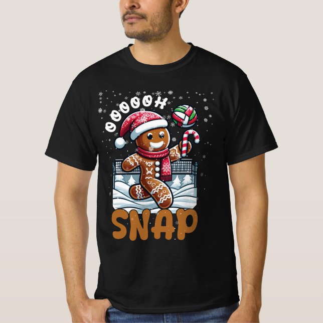 Camiseta Jogador de vôlei de gengibre de Natal Bloqueado (Frente)
