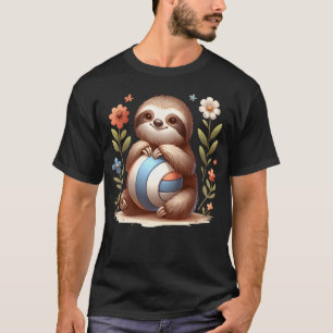 Camiseta Jogador de Volei de Preguiça Design Esportivo Fofo