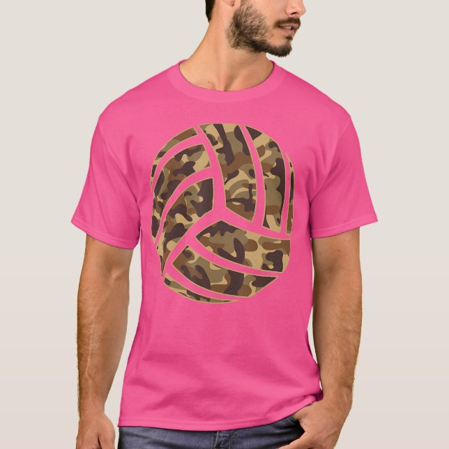 Camiseta Jogador de Voleibol da Camuflagem Fan Cute Camo V (Frente)