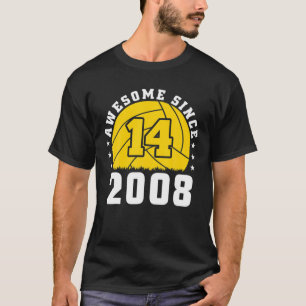 Camiseta Jogador de Voleibol de Aniversário do 14, 14 Anos