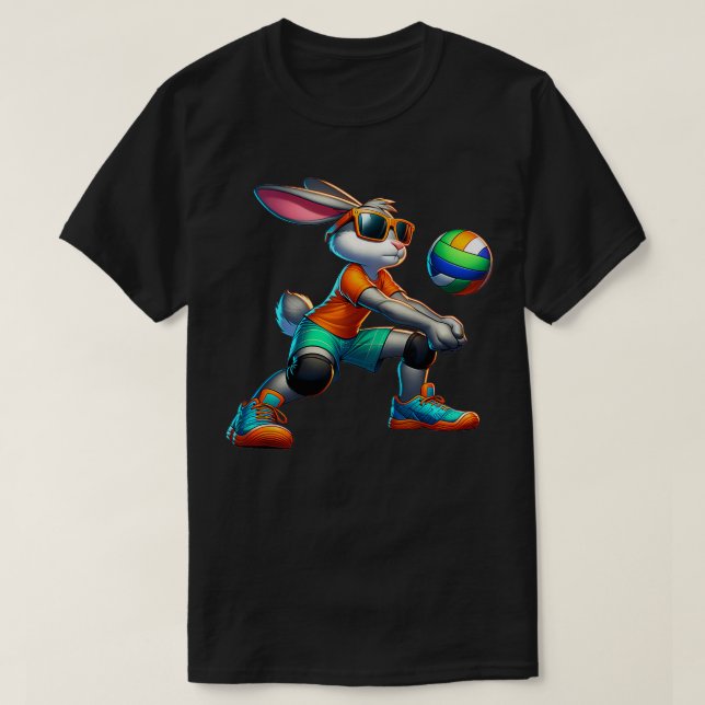 Camiseta Jogador De Voleibol De felz pascoa Bunny Esporte R (Frente do Design)