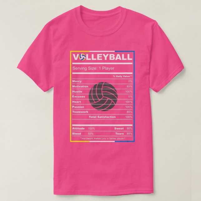 Camiseta Jogador de Voleibol Fatos Engraçados de Nutrição d (Frente do Design)