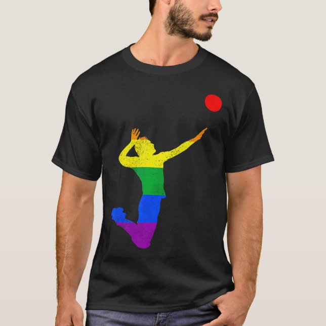 Camiseta Jogador de Voleibol Orgulho gay LGBTQ (Frente)