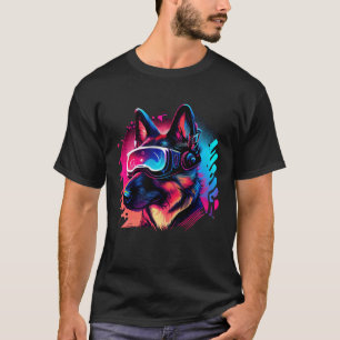 Camiseta Jogador de VR Pastor Alemão no Headset de Realidad