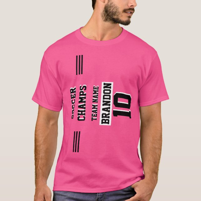 Camiseta jogador desportivo campeão de futebol rosa persona (Frente)