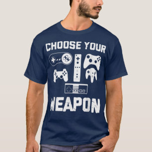 Camiseta Jogador Engraçado Escolha Sua Arma Crianças Adoles