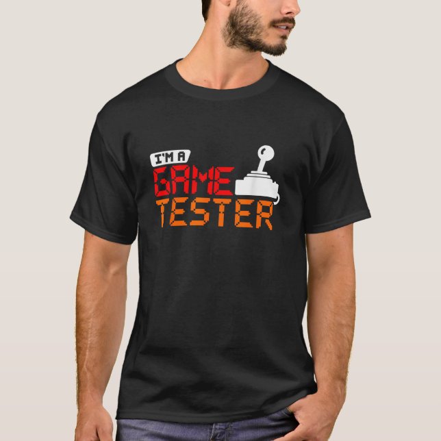 Camiseta Jogador Engraçado para Jogadores de Vídeo Testador (Frente)