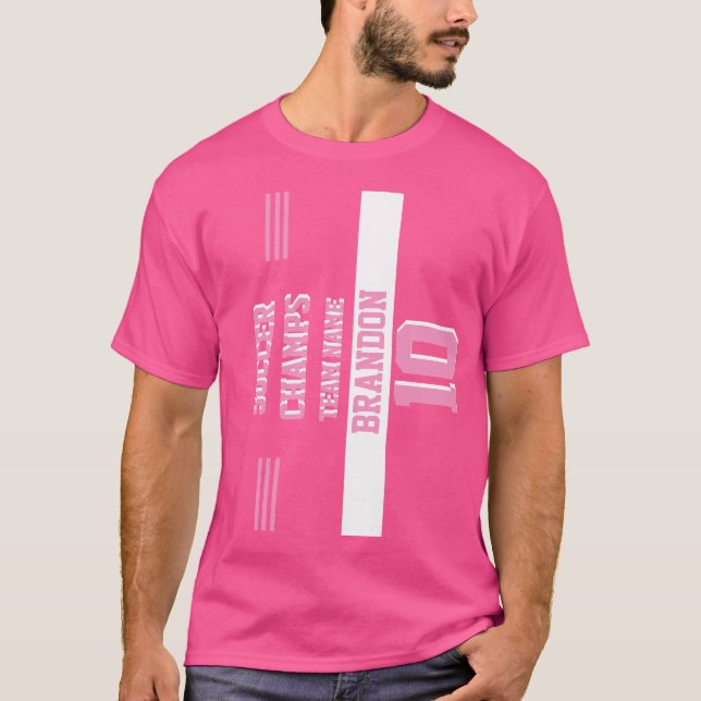 Camiseta jogador esporte campeão de futebol preto rosa pers (Frente)