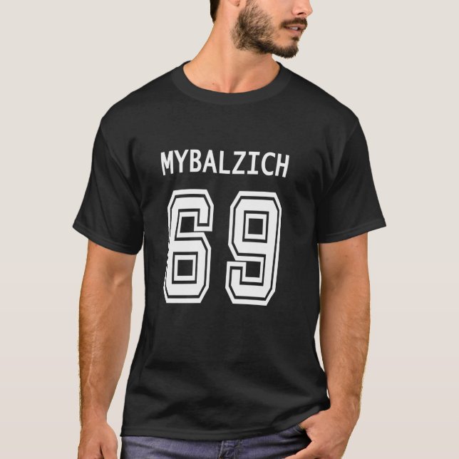 Camiseta Jogador Esportivo Mybalzich 69 Adulto Engraçado (Frente)