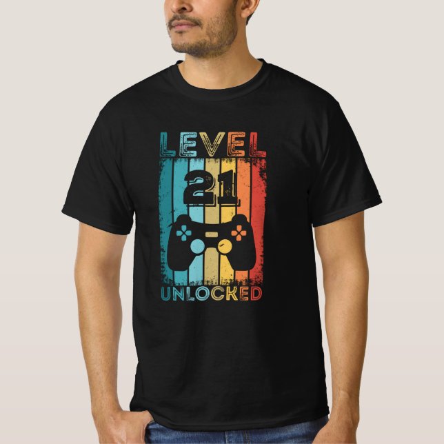 Camiseta Jogador Gift Gift aniversário de 21 anos de Gaming (Frente)