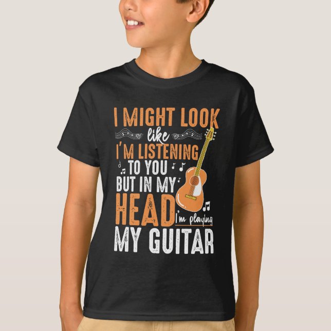 Camiseta Jogador Guitarrista Engraçado, Viciado em Violão (Frente)