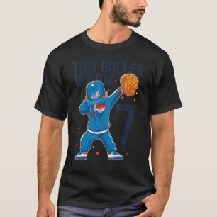 Camiseta Jogador jogador de 7 Birthday com baseball de 7 an