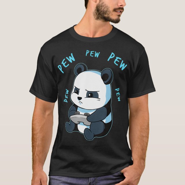 Camiseta Jogador Jogar Panda Bear Vídeo Jogo Pl (Frente)