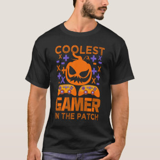 Camiseta Jogador mais fixe no patch Tee, abóbora de Hallowe