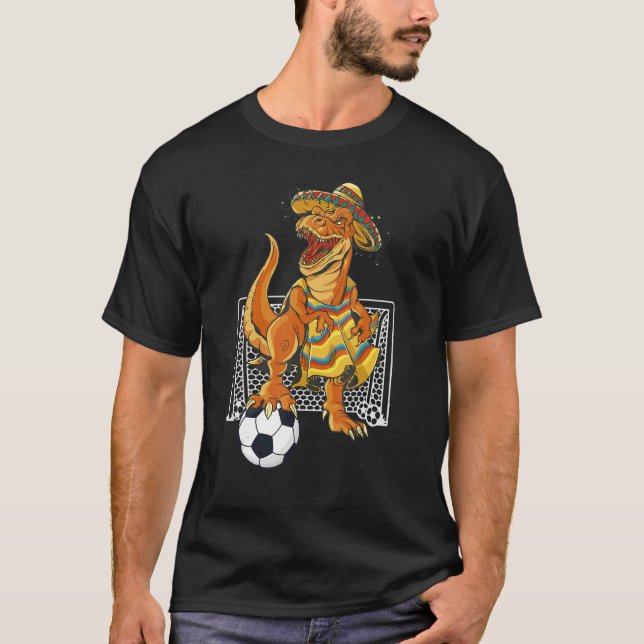Camiseta Jogador mexicano Rex Dinossaur Futebol de Bandeira (Frente)