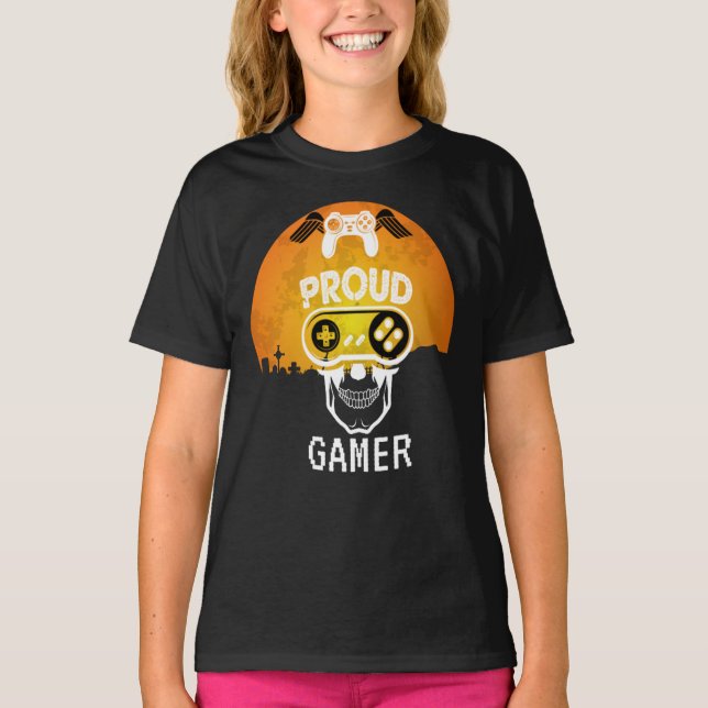 CAMISETA JOGADOR ORGULHOSO - NERD DE JOGOS HALLOWEEN (Frente)