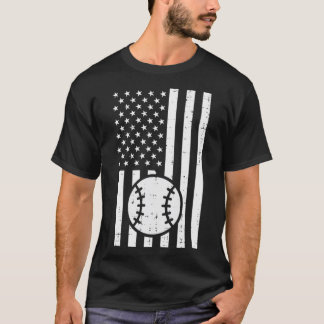 Camiseta Jogador Patriótico de Treinador de Baseball com Ba