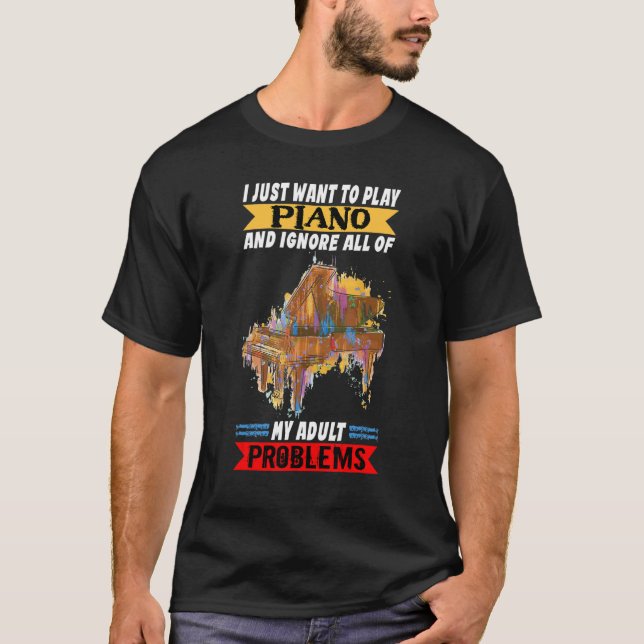 Camiseta Jogador Piano Eu Só Quero Tocar Piano Clássico M (Frente)