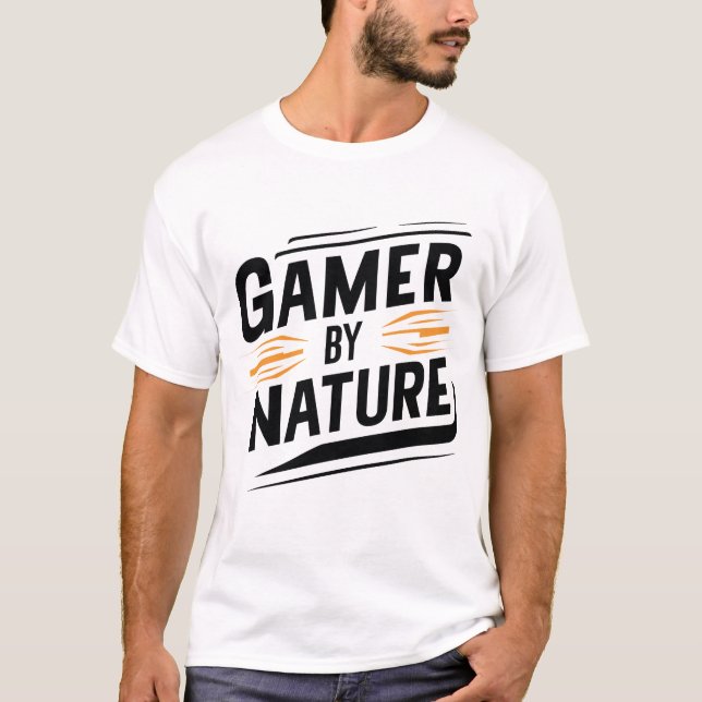 Camiseta Jogador por natureza, T-Shirts de jogos (Frente)