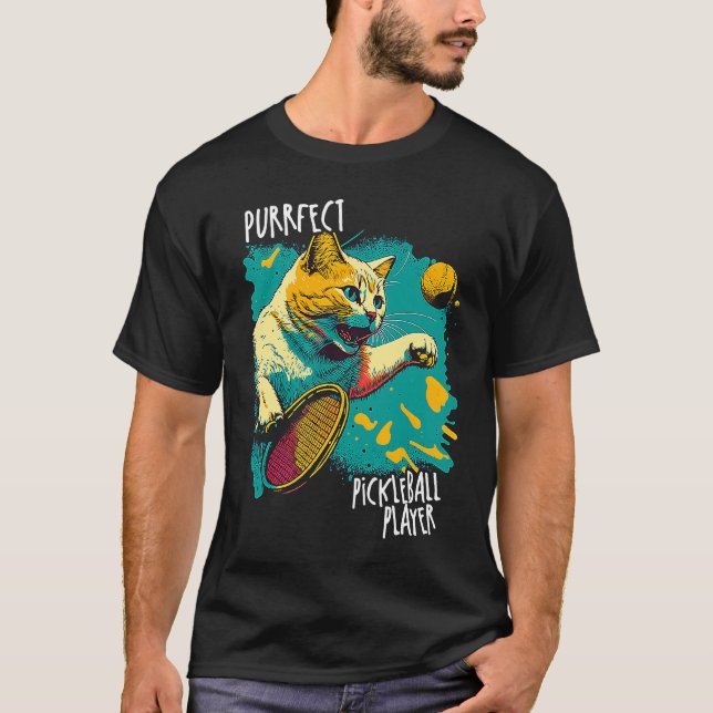 Camiseta Jogador Puro Jogador Gato Jogador de Paddleball (Frente)