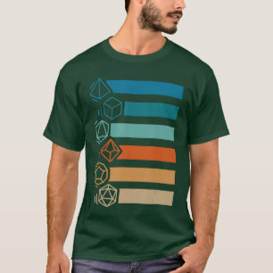 Camiseta Jogador RPG Retro Conjunto de Dados D20 Poliédrico