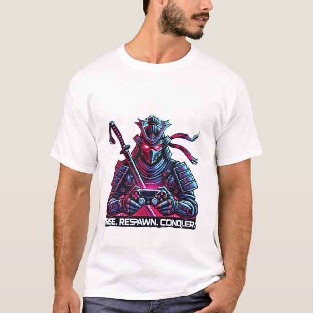 Camiseta Jogador Samurai - Levante, Respire, Conquiste Cybe (Frente)