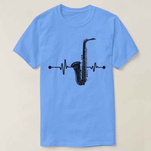 Camiseta Jogador Saxofone Heartbeat Musici Música Jazz Funn (Frente do Design)