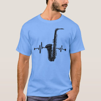 Camiseta Jogador Saxofone Heartbeat Musici Música Jazz Funn