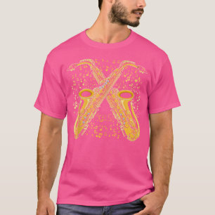 Camiseta Jogador saxofone saxofonista Jazz Notas de Música