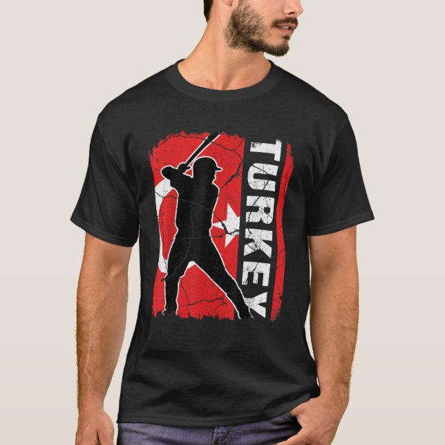 Camiseta Jogador Turco de Beisebol Turquia Bandeira Ventila (Frente)