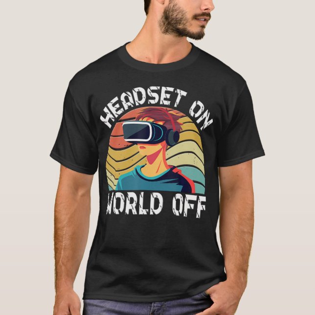 Camiseta Jogador Vr Fone Vr Jogo de Realidade Virtual Vídeo (Frente)