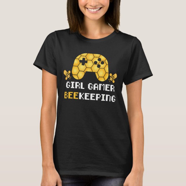 Camiseta Jogadora de Abelhas de Garota Gamer (Frente)