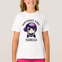 Camiseta Jogadora de animação personalizada de aniversários