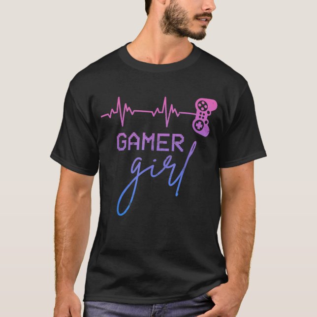 Camiseta Jogadora de Batimentos de Cardíaco Bonitos para Ga (Frente)