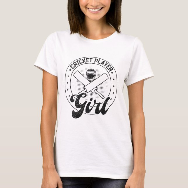 Camiseta Jogadora de Críquete Menina  (Frente)