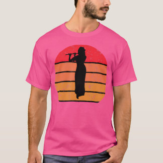 Camiseta Jogadora De Flauta Sunset Vintage Silhouette Tshi
