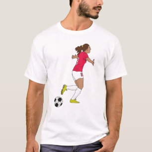 Camiseta Jogadora de Futebol Feminino Celebrando Vitória de