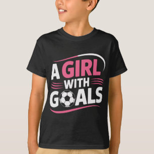 Camiseta Jogadora de Futebol Feminino Uma Garota Com Metas
