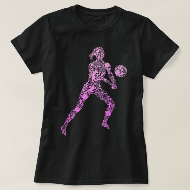 Camiseta Jogadora de Jovens Mulheres de Voleibol 7 (Frente do Design)