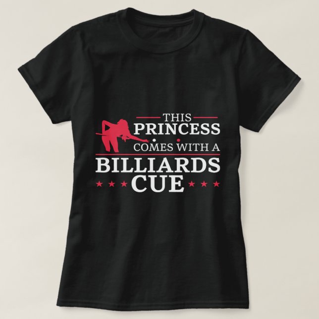 Camiseta Jogadora de Piscina Billiards, garotas que jogam (Frente do Design)